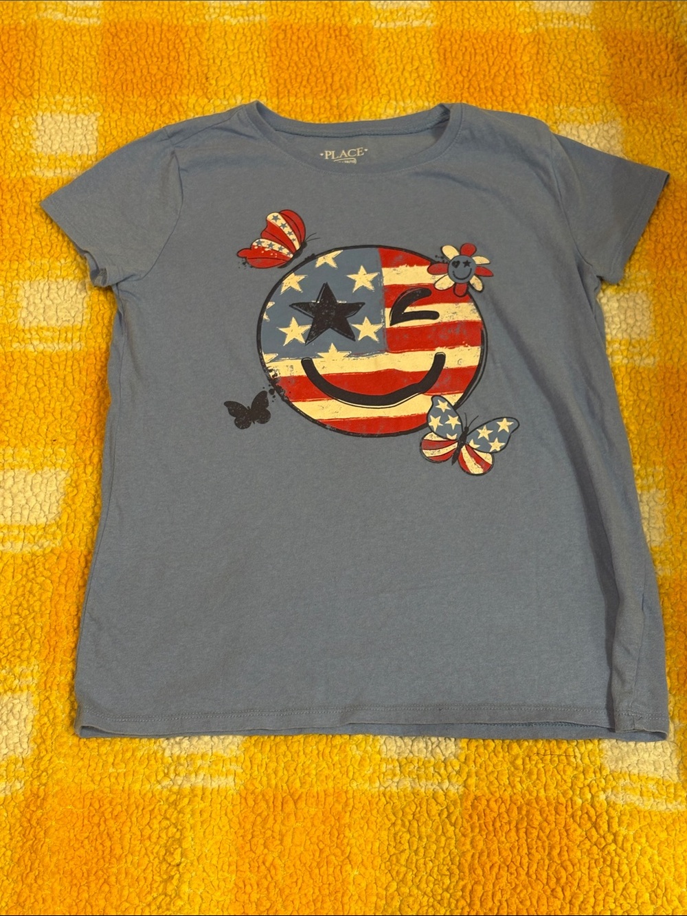 The Children's Place Light Blue Smiley Flag Graphic Tee